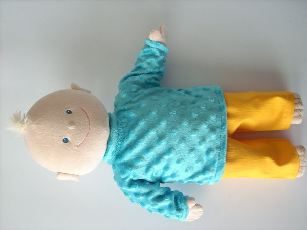 Puppenshirt Minkyfleece Gr 40-45 cm, azurblau