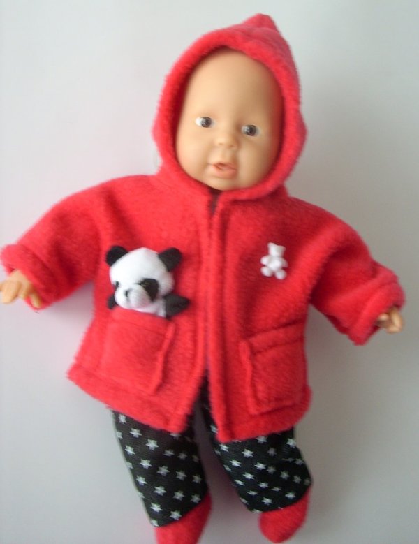 Puppenjacke  mit Stiefel, Rotkäppchen, Gr 28 cm, rot