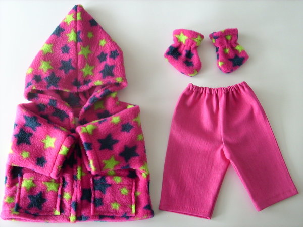 Puppenjacke mit Stiefel, Gr 35-40 cm, pink, Sterne