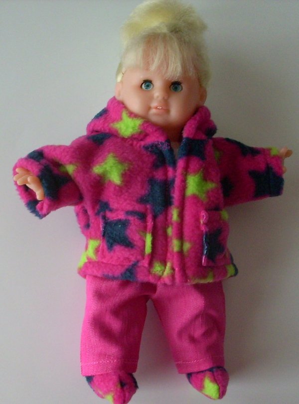 Puppenjacke,mit Stiefel, Sterne, Gr. 25 cm, pink
