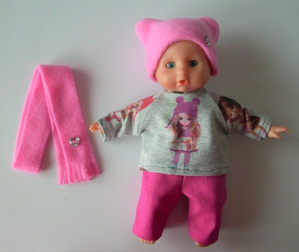 Puppenjeanshose, Mini-Himbeerjeans, Gr 25 cm, pink