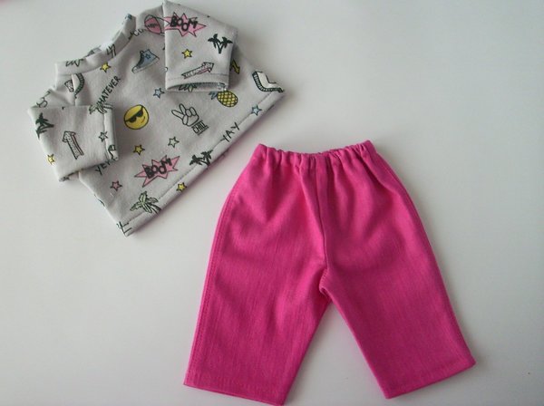 Puppenjeanshose, Mini-Himbeerjeans,  Gr 35-40 cm, pink