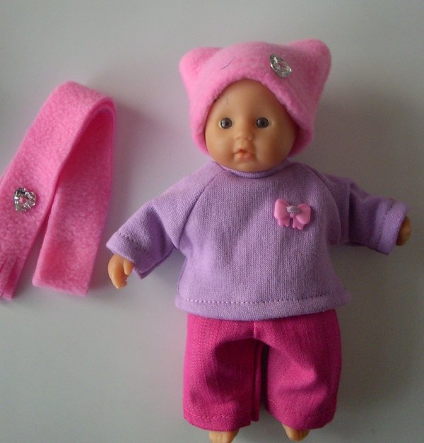 Puppenjeanshose, Mini-Himbeerjeans, Gr. 20 cm, pink