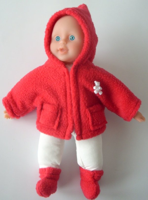Puppenjacke mit Stiefel, Rotkäppchen, Gr 20 cm, rot