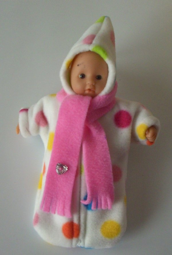 Puppenmütze + Schal, gr 20 cm, bonbonrosa